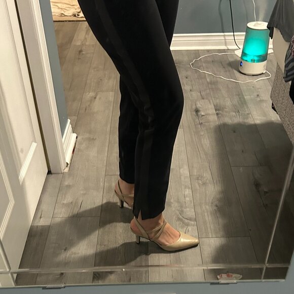 Faux leather Side Detail Crop Black Pants - Picture 1 of 9